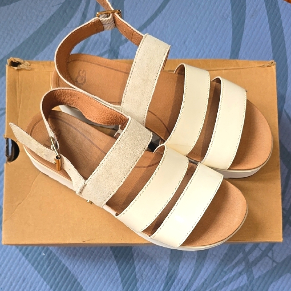 UGG Cream and Tan Sandals Minimalist Design